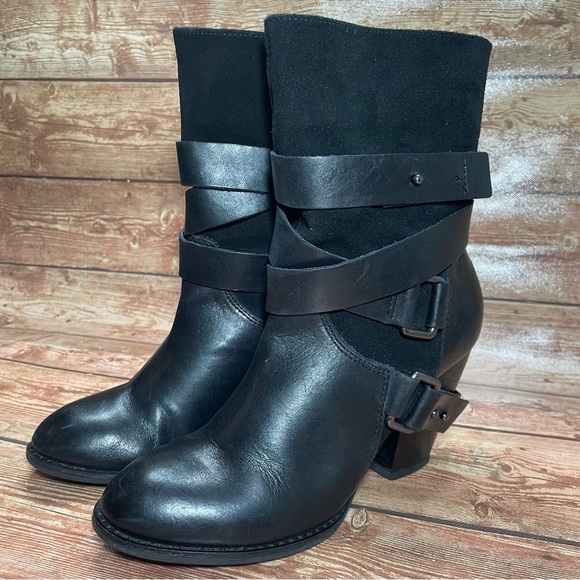 Guess Shoes - GUESS Mignia Black Ankle Boot with Straps size 6.5 Leather